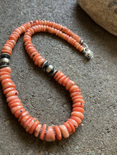 Load image into Gallery viewer, Sterling Silver Graduated Pink Coral Bead Necklace 18 inch