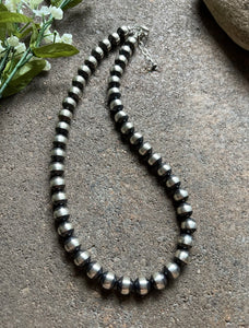 Sterling Silver 10mm Pearls Bead Necklace. 18 Inch