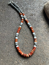 Load image into Gallery viewer, Sterling Silver Spiny Oyster White Bead Necklace. 18 inch