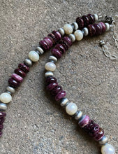 Load image into Gallery viewer, Sterling Silver Purple Spiny Oyster W Freshwater Pearls Bead Necklace 18 inch