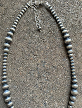 Load image into Gallery viewer, Sterling Silver 4mm- 8mm Graduated Pearls Bead Necklace. 16 Inch