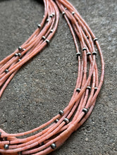 Load image into Gallery viewer, Sterling Silver Multi Strand Pink Coral W Pearls Bead Necklace 24 Inch
