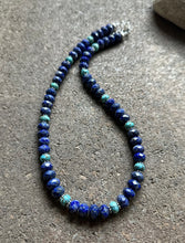 Load image into Gallery viewer, Sterling Silver Lapis Turquoise Bead Necklace. 19 inch