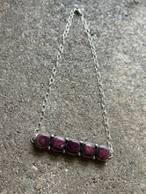 Load image into Gallery viewer, Navajo Sterling Silver Purple Spiny Oyster Choker Bar Chain Necklace 14 inch KY
