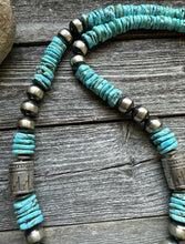 Load image into Gallery viewer, Sterling silver graduated turquoise bead necklace 30 Inch
