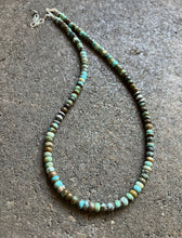 Load image into Gallery viewer, Sterling Silver Blue Green Turquoise Bead Necklace. 18 inch