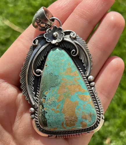 Native American Sterling Silver Turquoise Pendant. Alfred Martinez