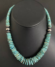 Load image into Gallery viewer, Sterling Silver Graduated Turquoise Bead Necklace. 18 inch