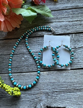 Load image into Gallery viewer, Sterling Silver Blue Turquoise Bead Necklace W Earrings Set. Gift 18 Inch