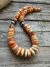 Load image into Gallery viewer, Sterling silver orange spiny oyster bead necklace 18 Inch