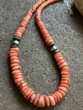 Load image into Gallery viewer, Sterling Silver Graduated Pink Coral Bead Necklace 18 inch