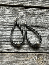 Load image into Gallery viewer, Sterling Silver Flat Pearls Bead Hoop Earrings. 2.5 Inch