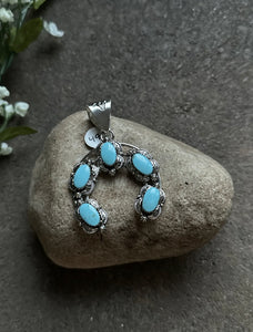 Navajo Sterling Silver Turquoise Naja Pendant. RB