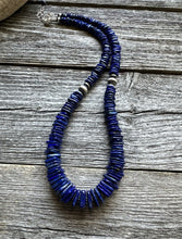 Load image into Gallery viewer, Sterling silver lapis bead necklace 18 inch