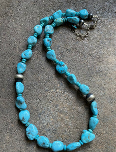 Sterling Silver Turquoise Bead Necklace. 18 inch