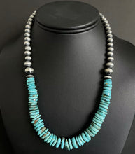 Load image into Gallery viewer, Sterling Silver Turquoise W Pearls Bead Necklace. 18 inch