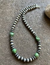 Load image into Gallery viewer, Sterling Silver Pearls Sonoran Gold Turquoise Nuggets Bead Necklace 18 inch