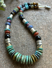 Load image into Gallery viewer, Tommy &amp; Rosita Singer T R Sterling Silver Blue Green Turquoise Bead Necklace 19”