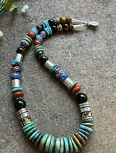 Load image into Gallery viewer, Tommy &amp; Rosita Singer T R Sterling Silver Blue Green Turquoise Bead Necklace 19”