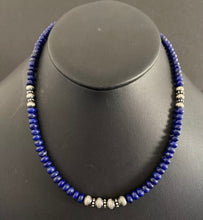 Load image into Gallery viewer, Sterling Silver Lapis Bead Necklace. 18 inch