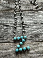 Load image into Gallery viewer, Z Alphabet Navajo Sterling Silver Blue Turquoise Rosary Bead Necklace 22 inch KY