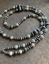 Load image into Gallery viewer, Sterling Silver Freshwater Pearls W Navajo Pearls Bead Necklace 43 Inch