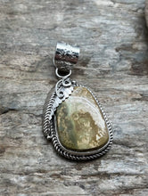 Load image into Gallery viewer, Native American Sterling Silver Green Royston Turquoise Pendant. CS