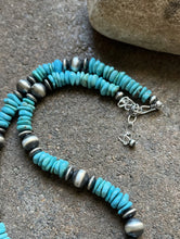 Load image into Gallery viewer, Sterling Silver Blue Turquoise W Pearls Bead Necklace 18 inch