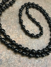 Load image into Gallery viewer, Sterling Silver Black Onyx Bead Necklace. 47 inch