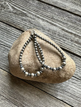 Load image into Gallery viewer, Sterling Silver Pearls Bead Hoop Earrings. 3 Inch