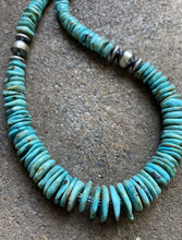 Load image into Gallery viewer, Sterling Silver Graduated Turquoise Bead Necklace. 18 inch