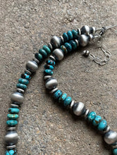 Load image into Gallery viewer, Sterling Silver Turquoise W Navajo Pearls Bead Necklace. 16 inch