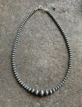 Load image into Gallery viewer, Sterling Silver 4mm Graduated Navajo Pearls Bead Necklace. 14 inch Choker