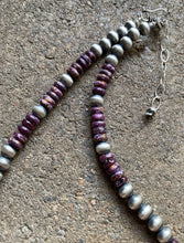 Load image into Gallery viewer, Sterling Silver Purple Spiny Oyster W Pearls Bead Necklace. 18 inch