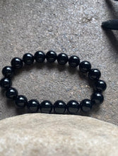 Load image into Gallery viewer, Round Black Onyx Stretchy Bead Bracelet. Free size