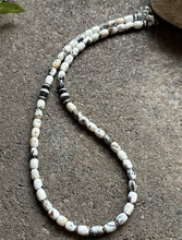 Load image into Gallery viewer, Sterling Silver White Buffalo Turquoise Bead W Pearls Necklace. 18 inch