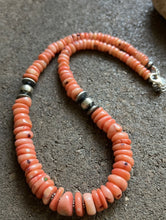 Load image into Gallery viewer, Sterling Silver Graduated Pink Coral Bead Necklace 18 inch