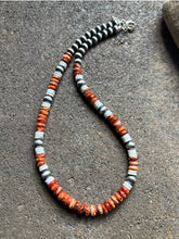 Load image into Gallery viewer, Sterling Silver Spiny Oyster White Bead Necklace. 18 inch