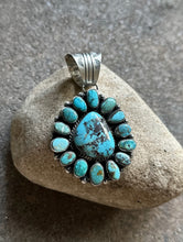 Load image into Gallery viewer, Native American Sterling Silver Turquoise Cluster Pendant. KY