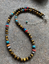Load image into Gallery viewer, Sterling Silver Tiger’s Eye Multi Stone Bead Necklace. 18 inch. Gift