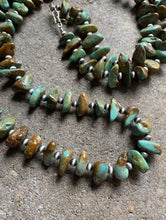 Load image into Gallery viewer, Sterling Silver Green Turquoise Nuggets with Navajo Pearls Bead Necklace 43 inch