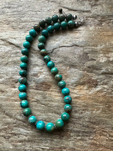 Sterling silver turquoise bead necklace 18 inch