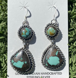 Navajo Sterling Silver Turquoise Earrings. CY