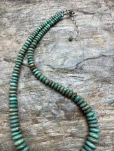 Load image into Gallery viewer, Sterling Silver Graduated Green Turquoise Bead Necklace. 18 inch