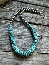 Load image into Gallery viewer, Sterling Silver Turquoise W Pearls Bead Necklace. 18 inch