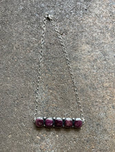 Load image into Gallery viewer, Navajo Sterling Silver Purple Spiny Oyster Choker Bar Chain Necklace 14 inch KY