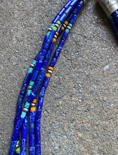 Load image into Gallery viewer, Sterling Silver Multi Strand Multi Stone Lapis Bead Necklace. 24 inch