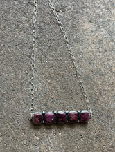 Load image into Gallery viewer, Navajo Sterling Silver Purple Spiny Oyster Choker Bar Chain Necklace 14 inch KY