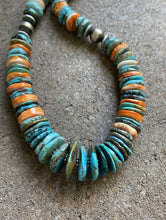Load image into Gallery viewer, Sterling Silver Spiny Oyster W Turquoise Bead Necklace. 18.5 inch