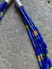 Load image into Gallery viewer, Sterling Silver Multi Strand Multi Stone Lapis Bead Necklace. 24 inch